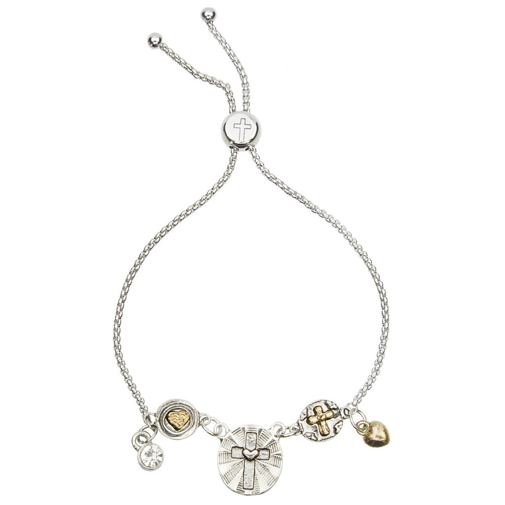 Faith- Inspired by You Yellow Gold and Platinum Plated Bracelet New